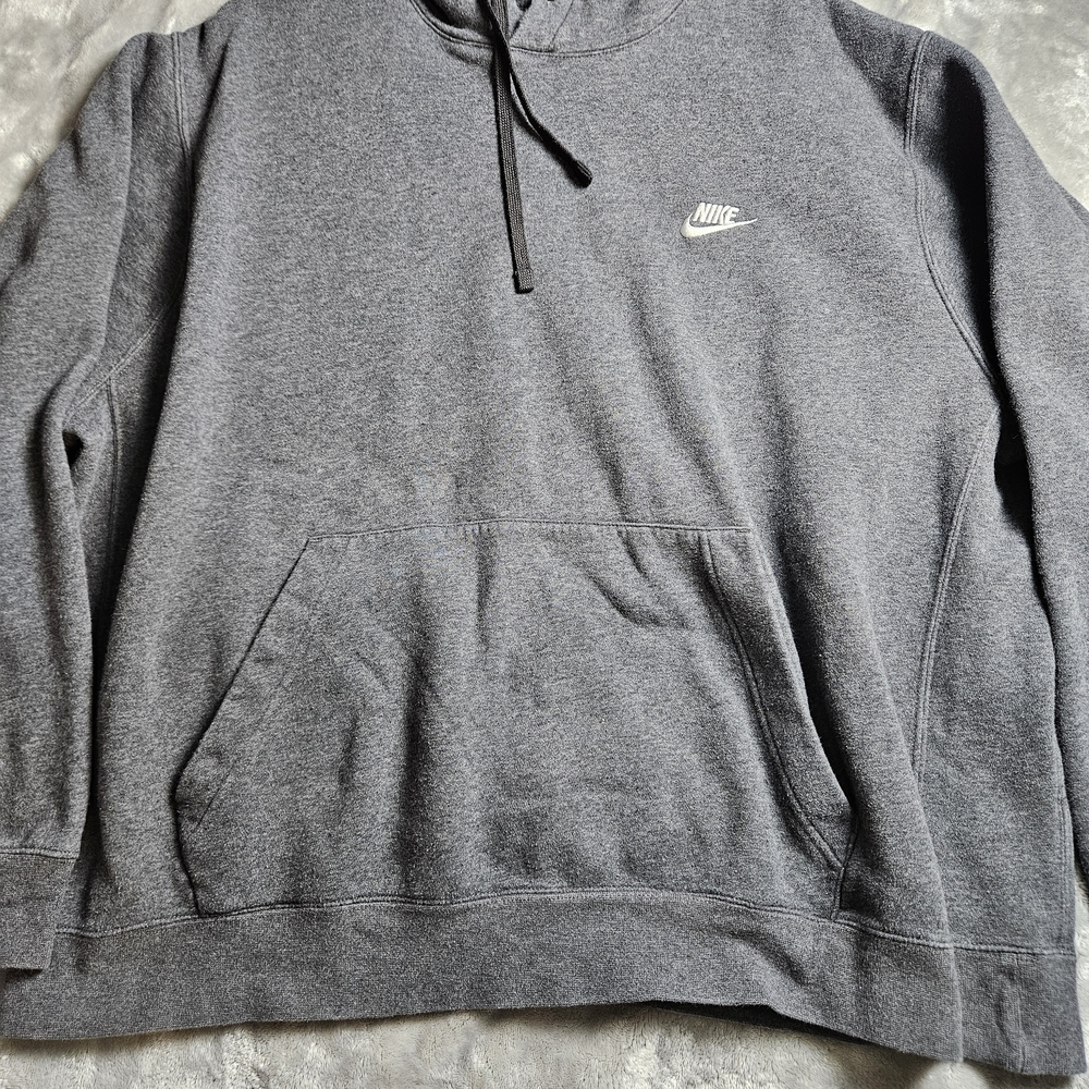 Nike Hoodie XXL Gray Pullover Fleece Sweatshirt Swoosh Logo - Picture 4 of 7